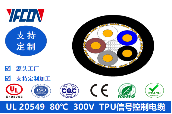 UL 20549  80℃  300V  TPU信號控制電纜